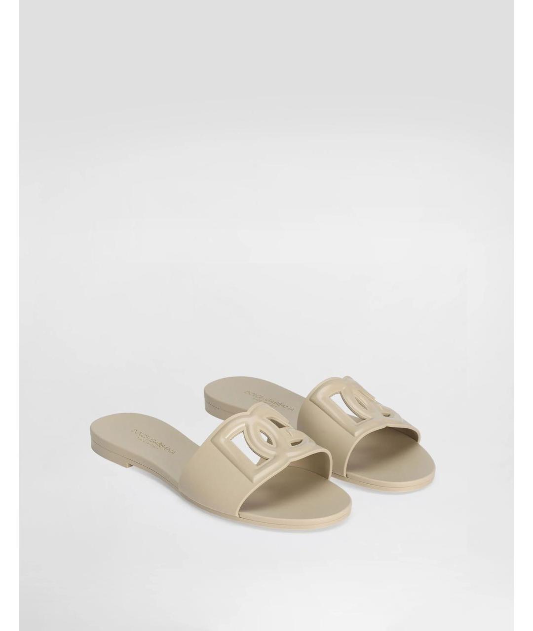 DOLCE&GABBANA Бежевые резиновые шлепанцы, фото 2