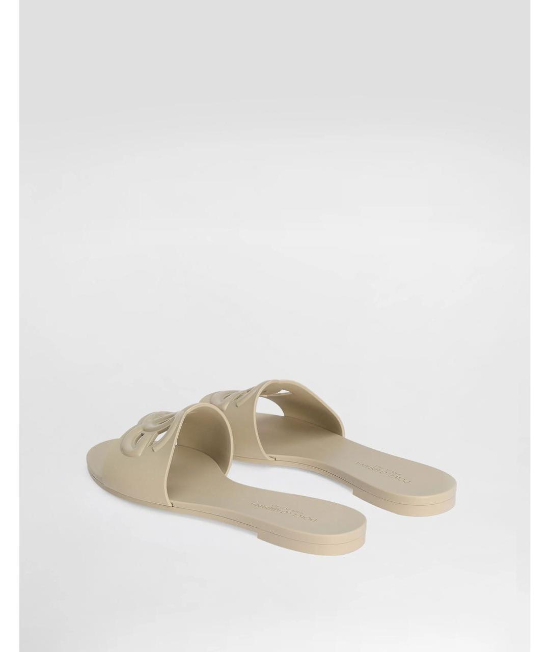 DOLCE&GABBANA Бежевые резиновые шлепанцы, фото 3