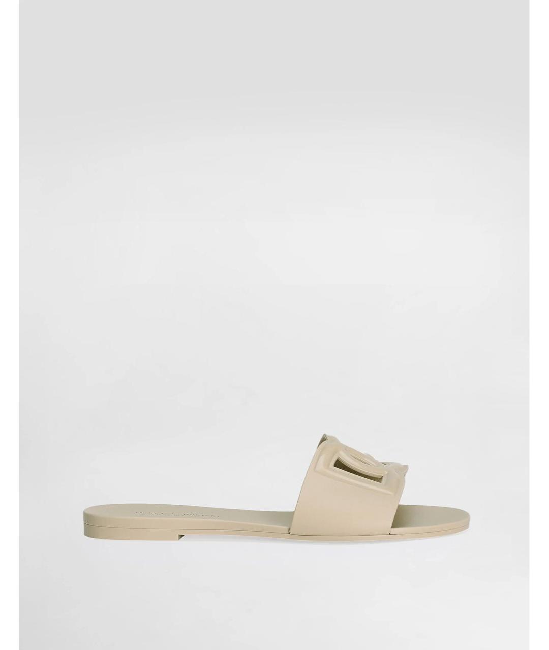 DOLCE&GABBANA Бежевые резиновые шлепанцы, фото 5