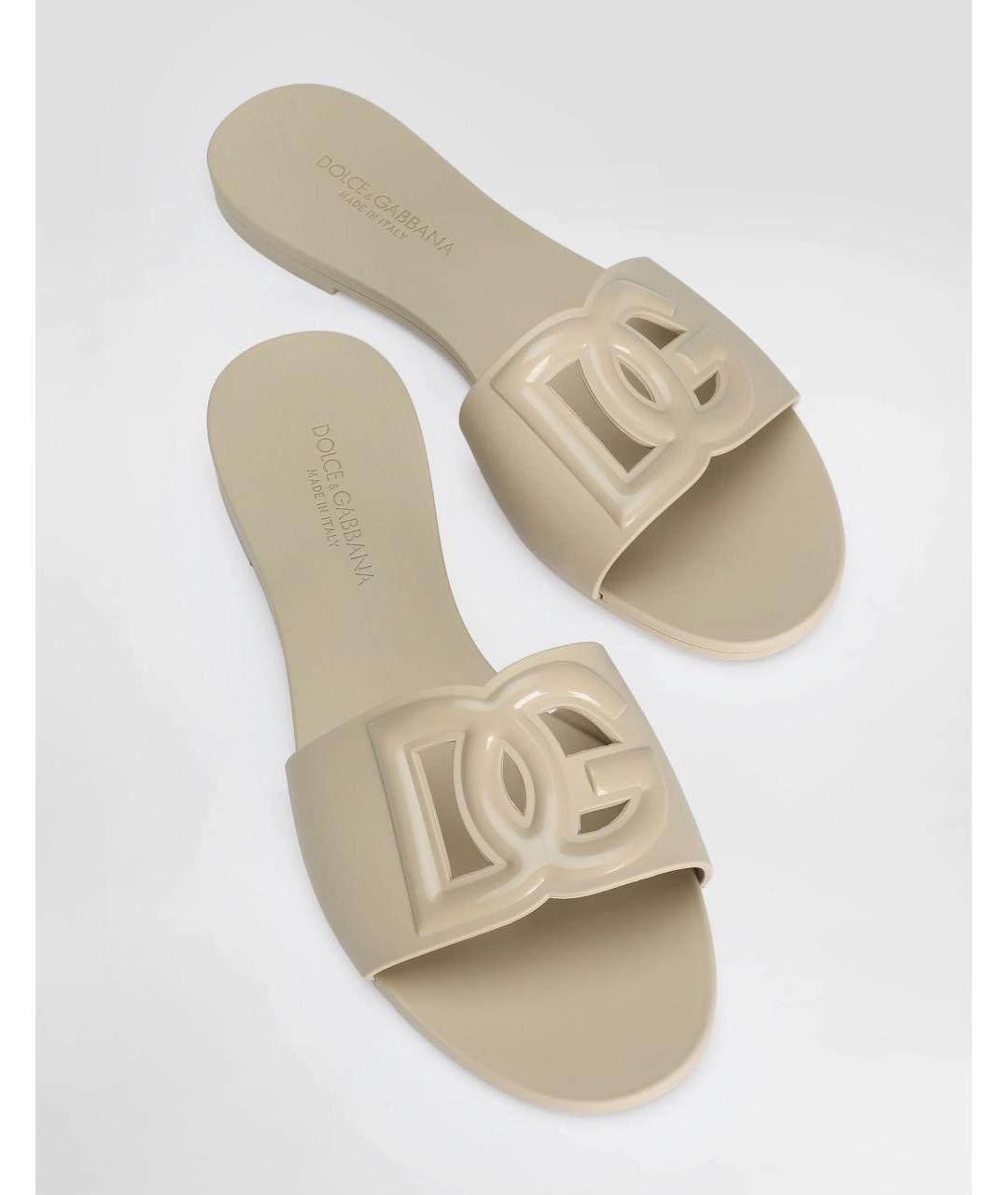DOLCE&GABBANA Бежевые резиновые шлепанцы, фото 4