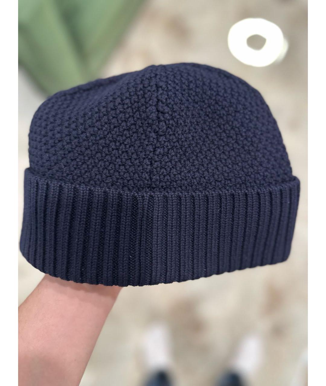 BILLIONAIRE Темно-синяя хлопковая шапка, фото 3