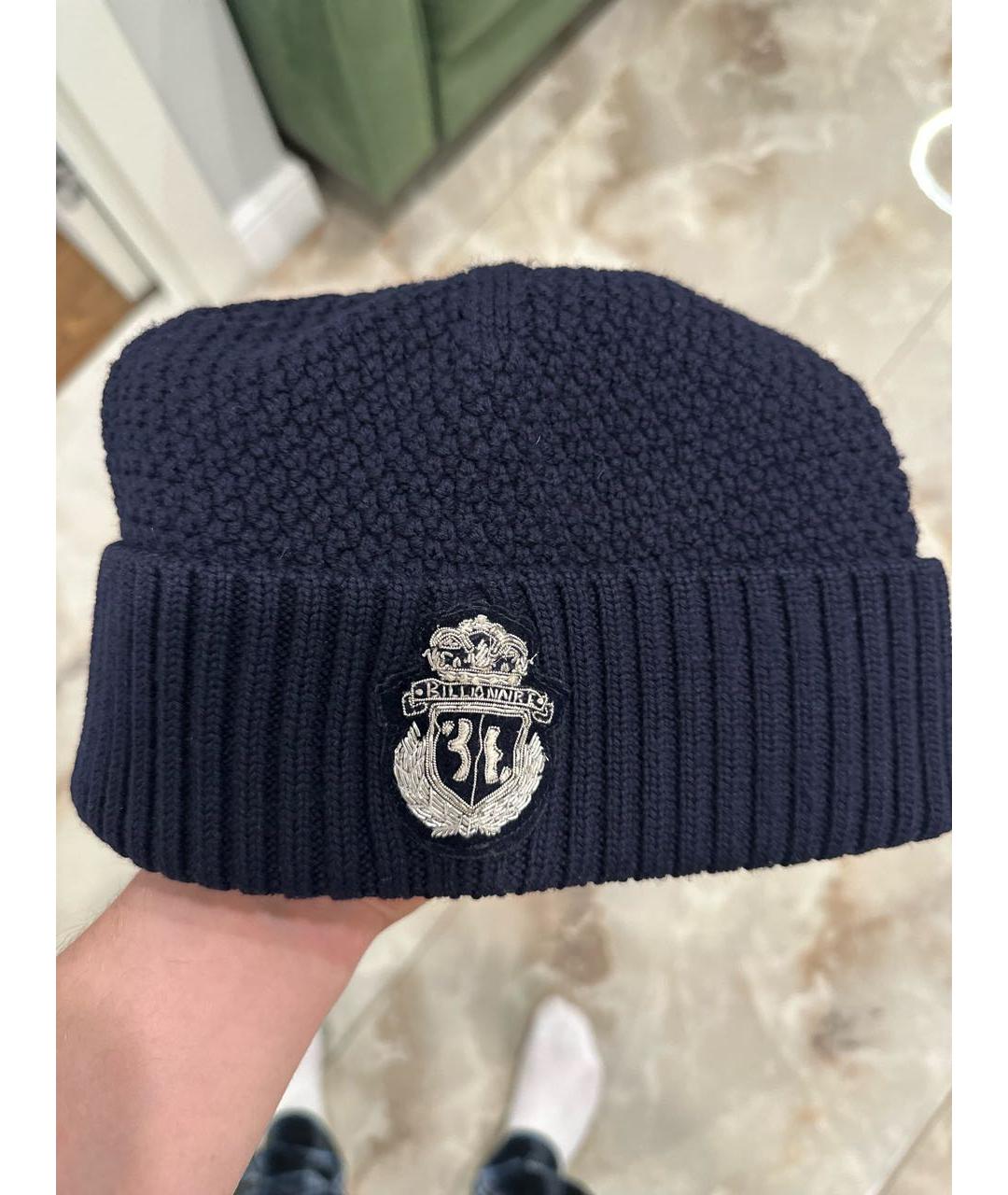 BILLIONAIRE Темно-синяя хлопковая шапка, фото 2