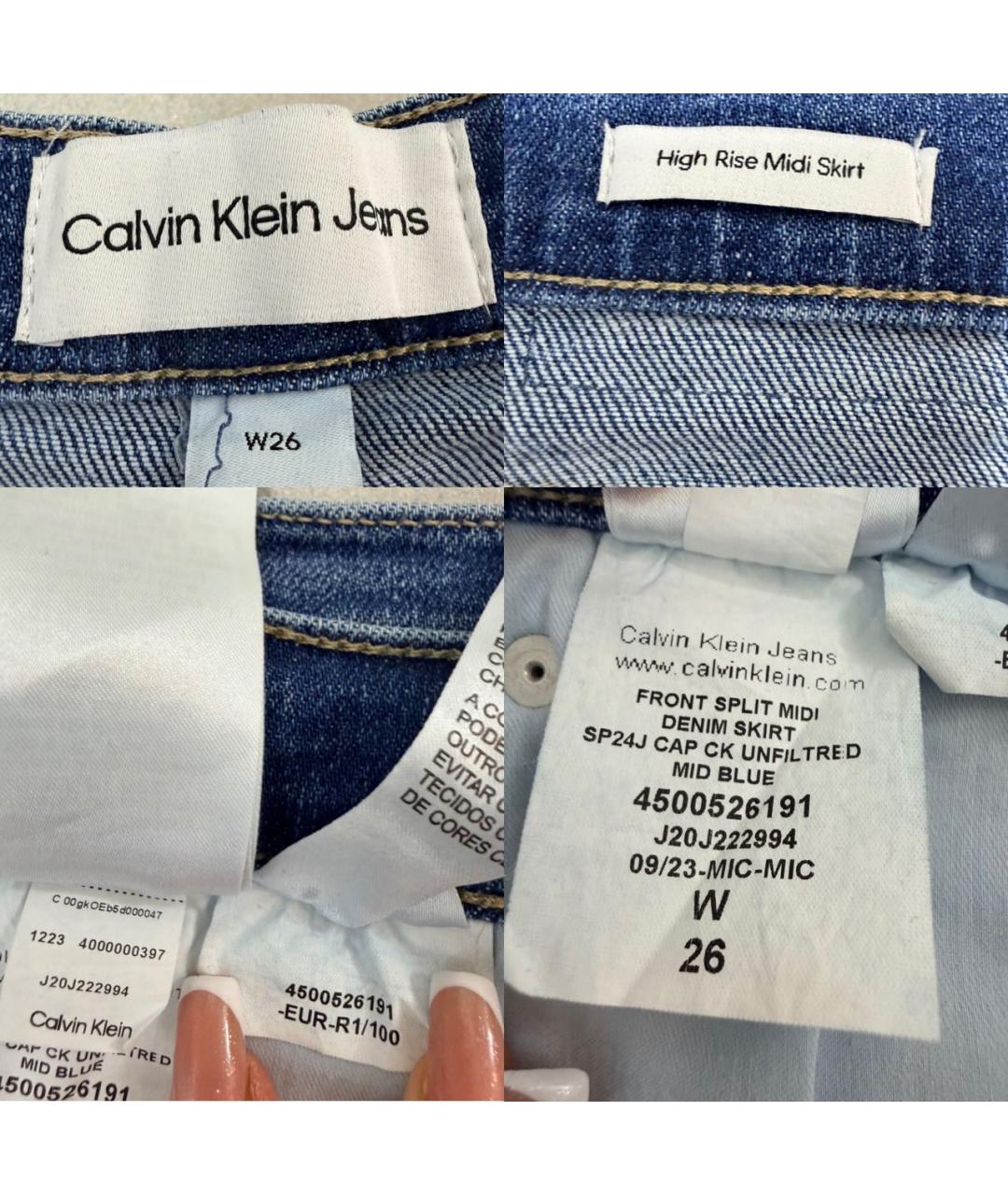 CALVIN KLEIN Синяя деним юбка миди, фото 2