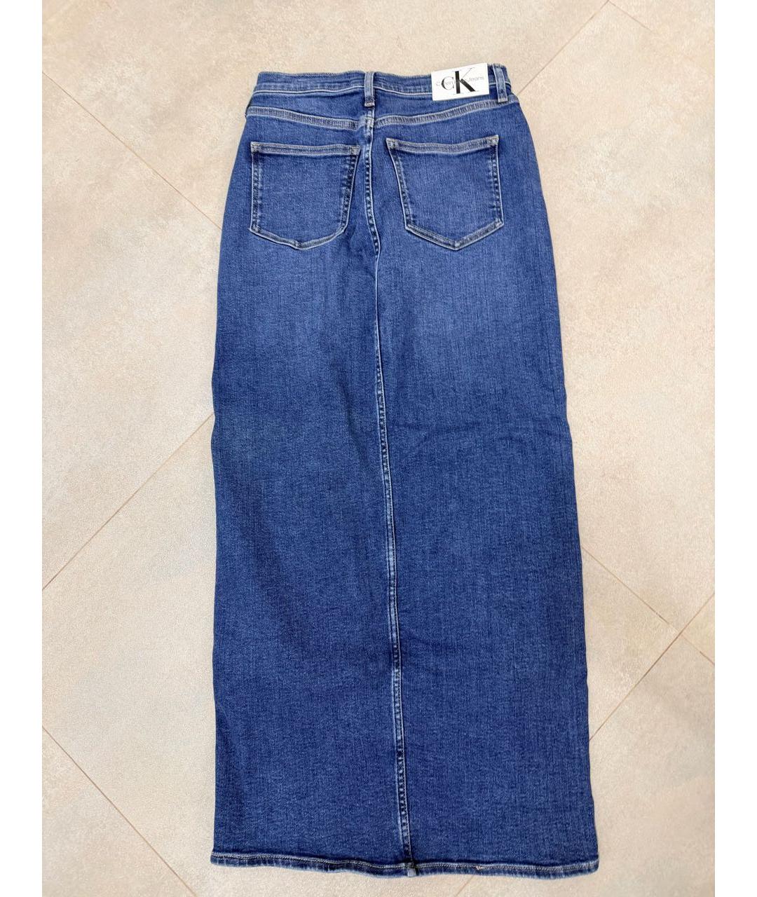 CALVIN KLEIN Синяя деним юбка миди, фото 9