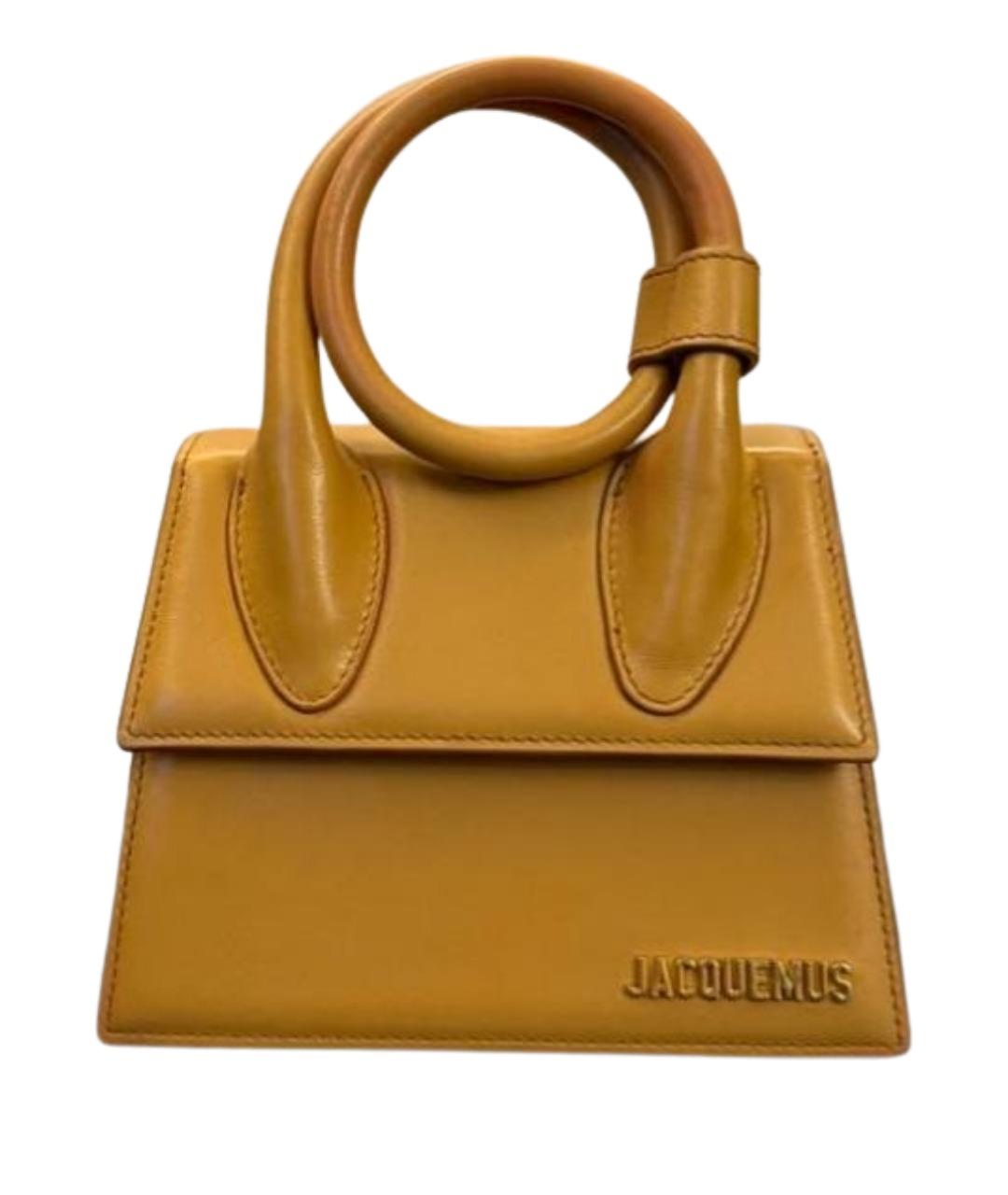 JACQUEMUS Горчичная кожаная сумка с короткими ручками, фото 1
