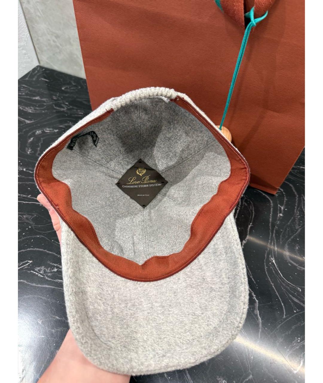 LORO PIANA Серая кашемировая кепка/бейсболка, фото 3