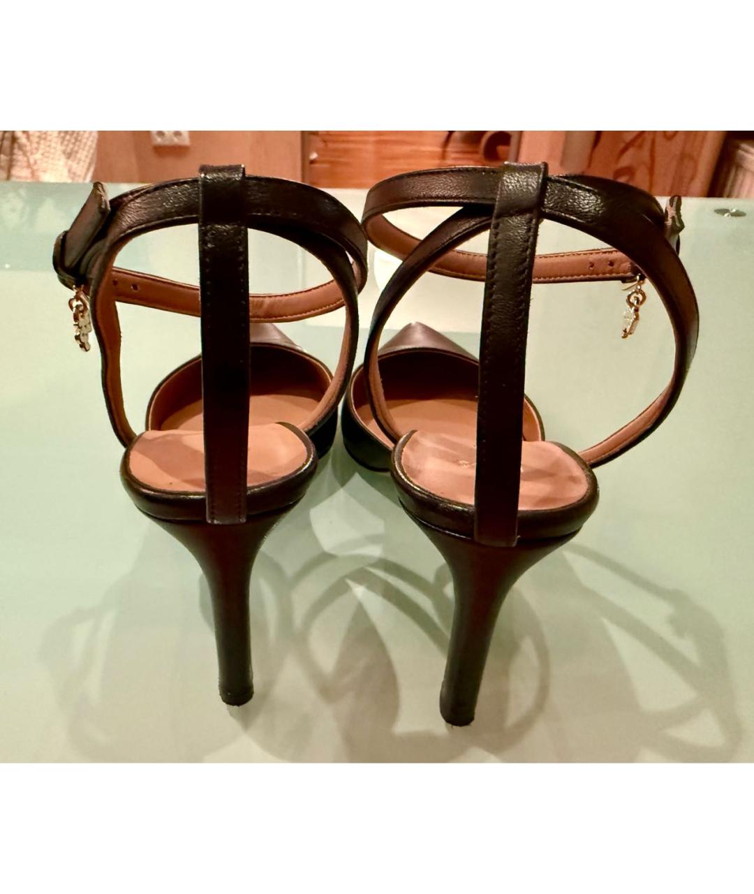 HUGO BOSS Черные кожаные босоножки, фото 4