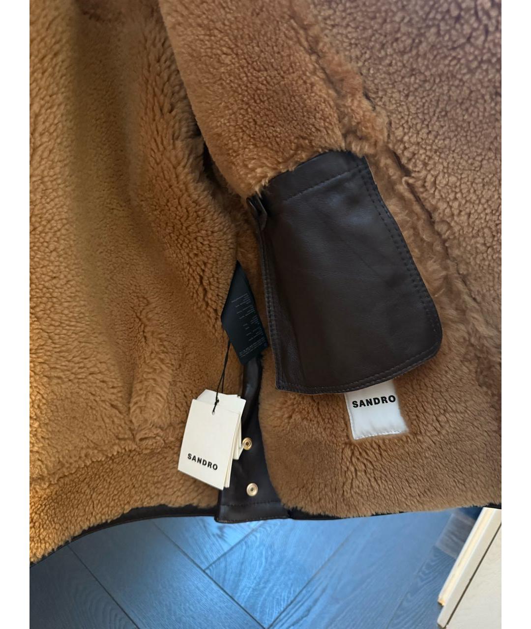 SANDRO Коричневая меховая дубленка, фото 2