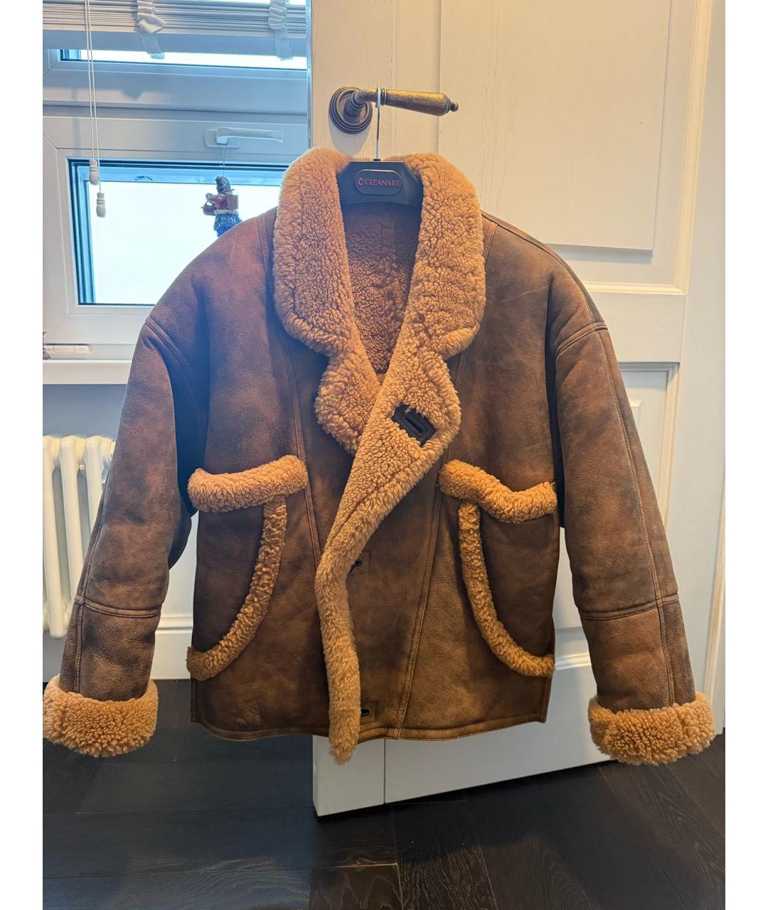 SANDRO Коричневая меховая дубленка, фото 8