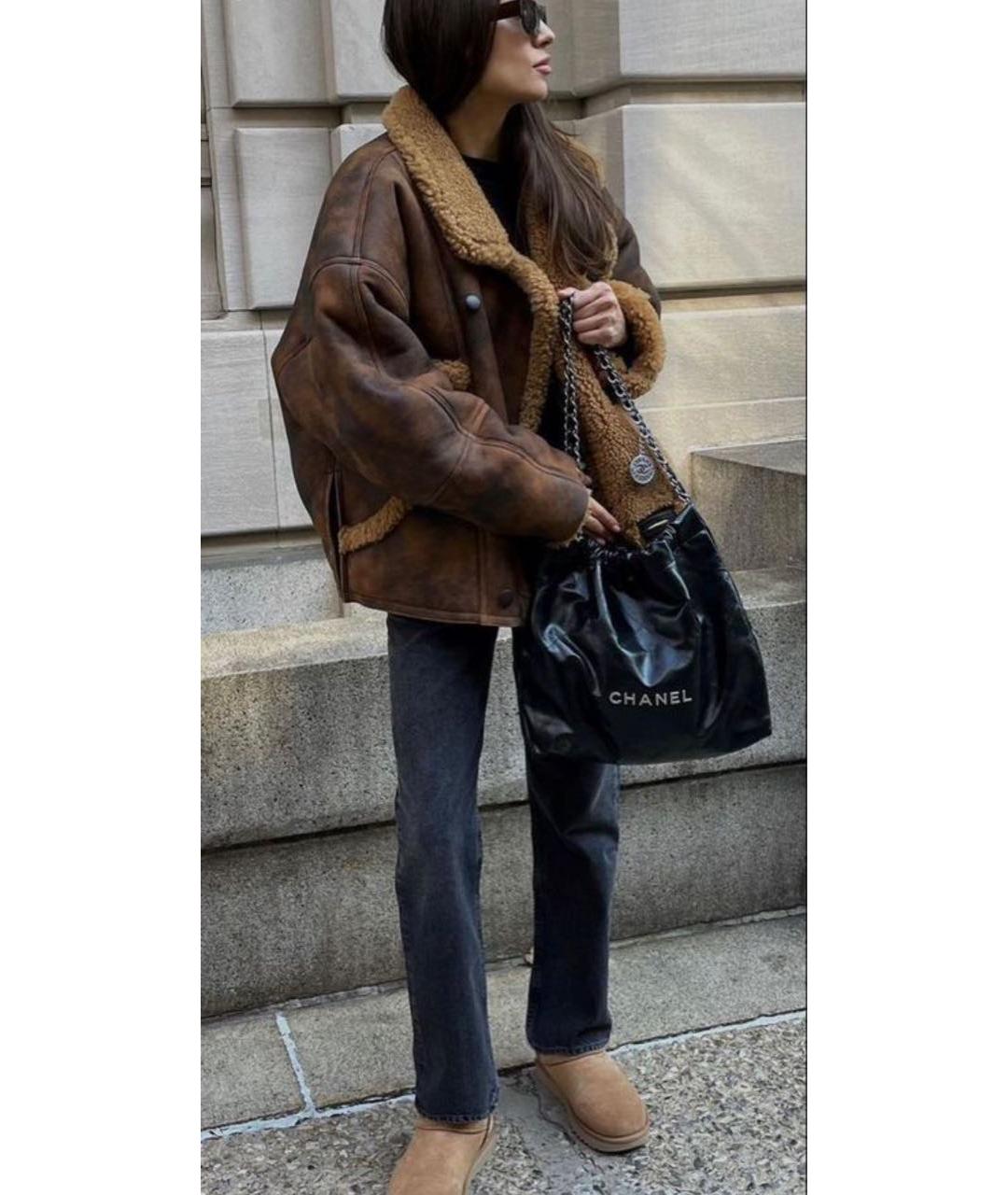 SANDRO Коричневая меховая дубленка, фото 7