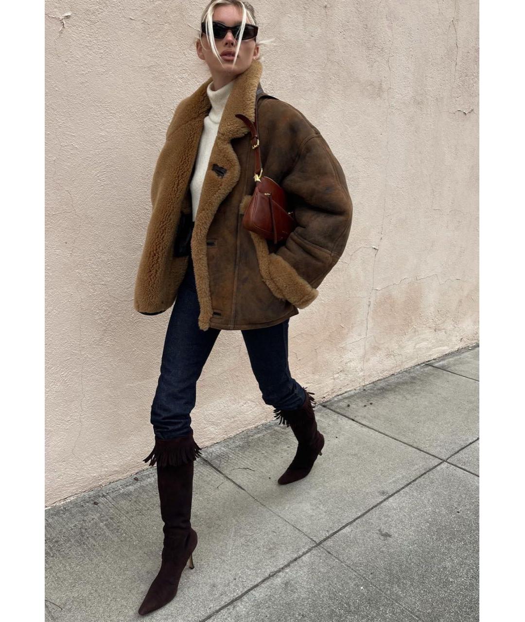 SANDRO Коричневая меховая дубленка, фото 6