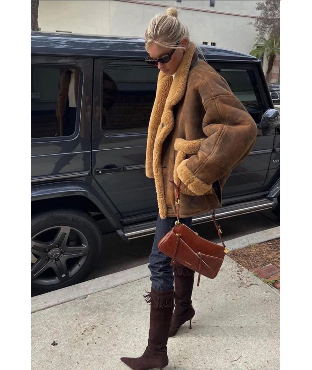 SANDRO Коричневая меховая дубленка, фото 5