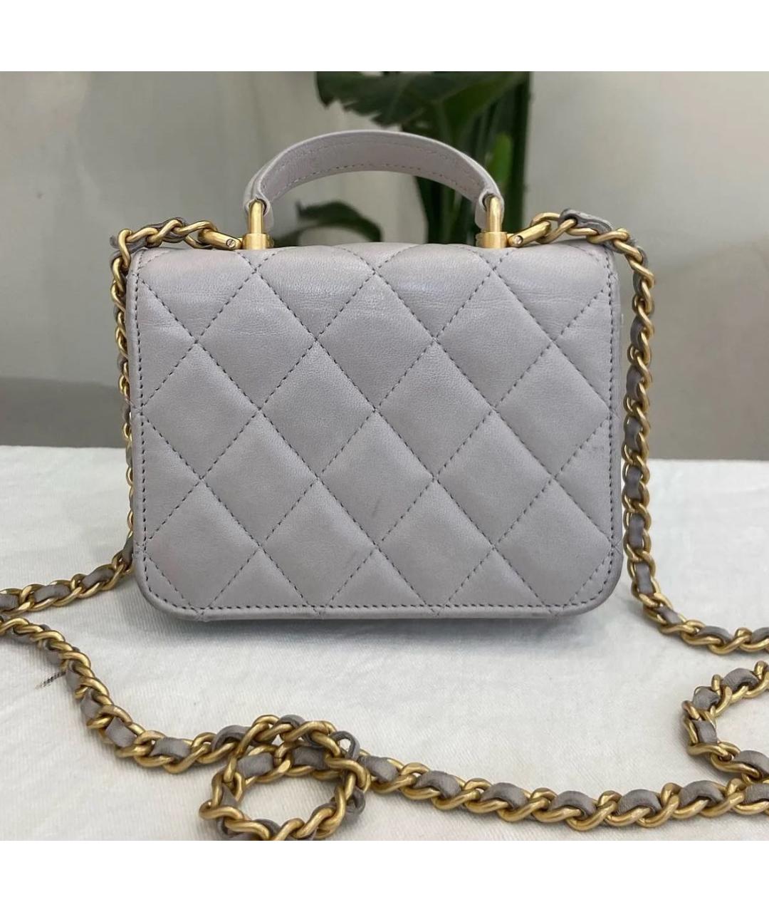 CHANEL Серая кожаная сумка через плечо, фото 2