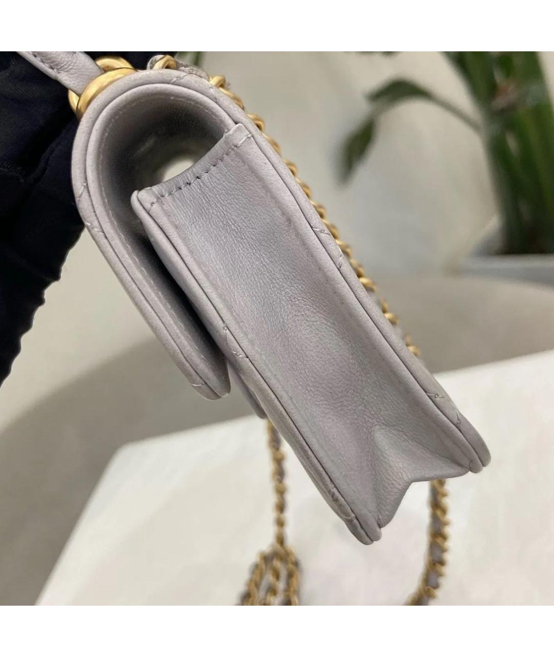 CHANEL Серая кожаная сумка через плечо, фото 4