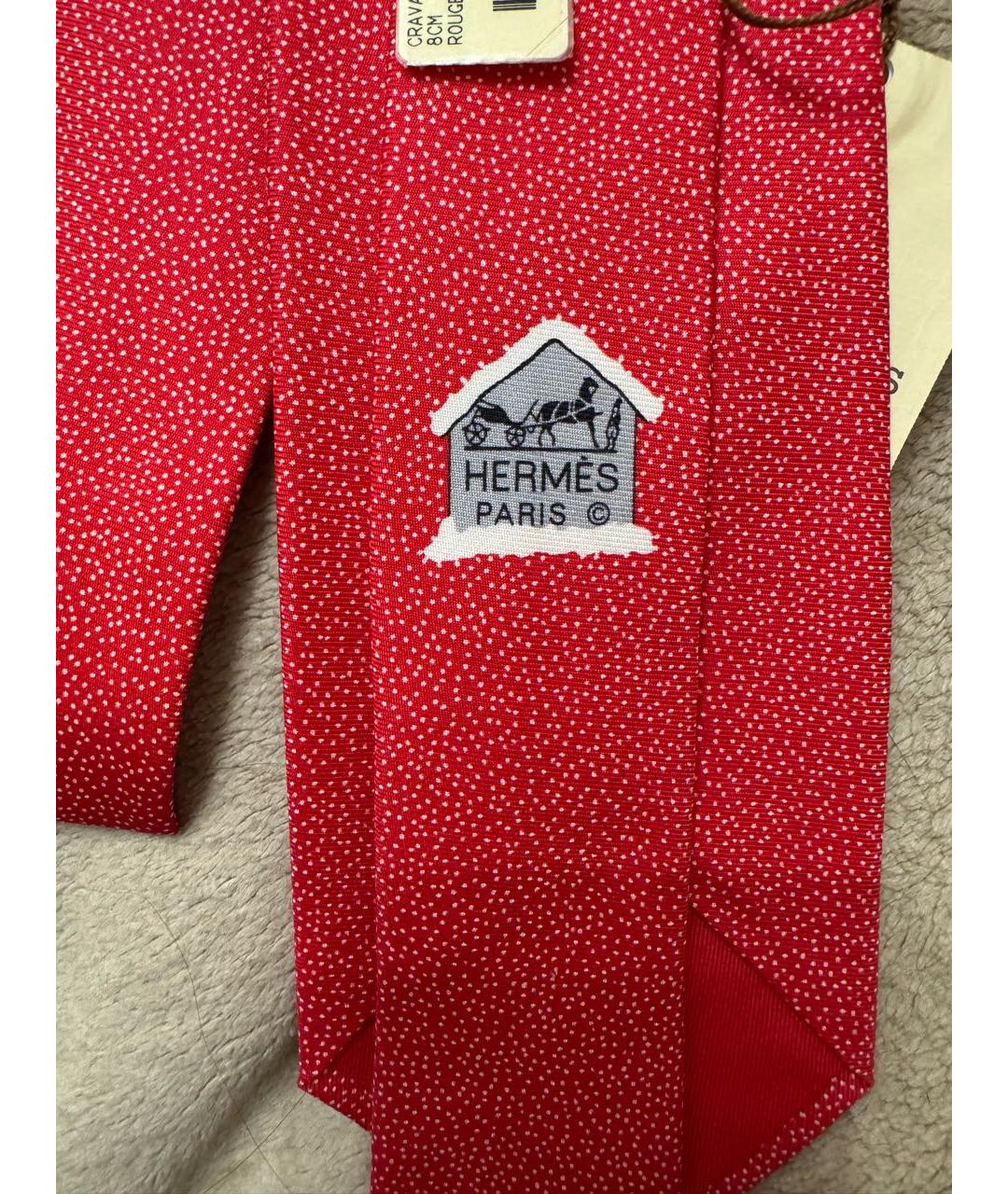 HERMES Красный шелковый галстук, фото 4