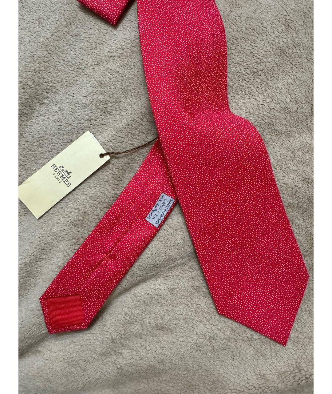 HERMES Красный шелковый галстук, фото 2