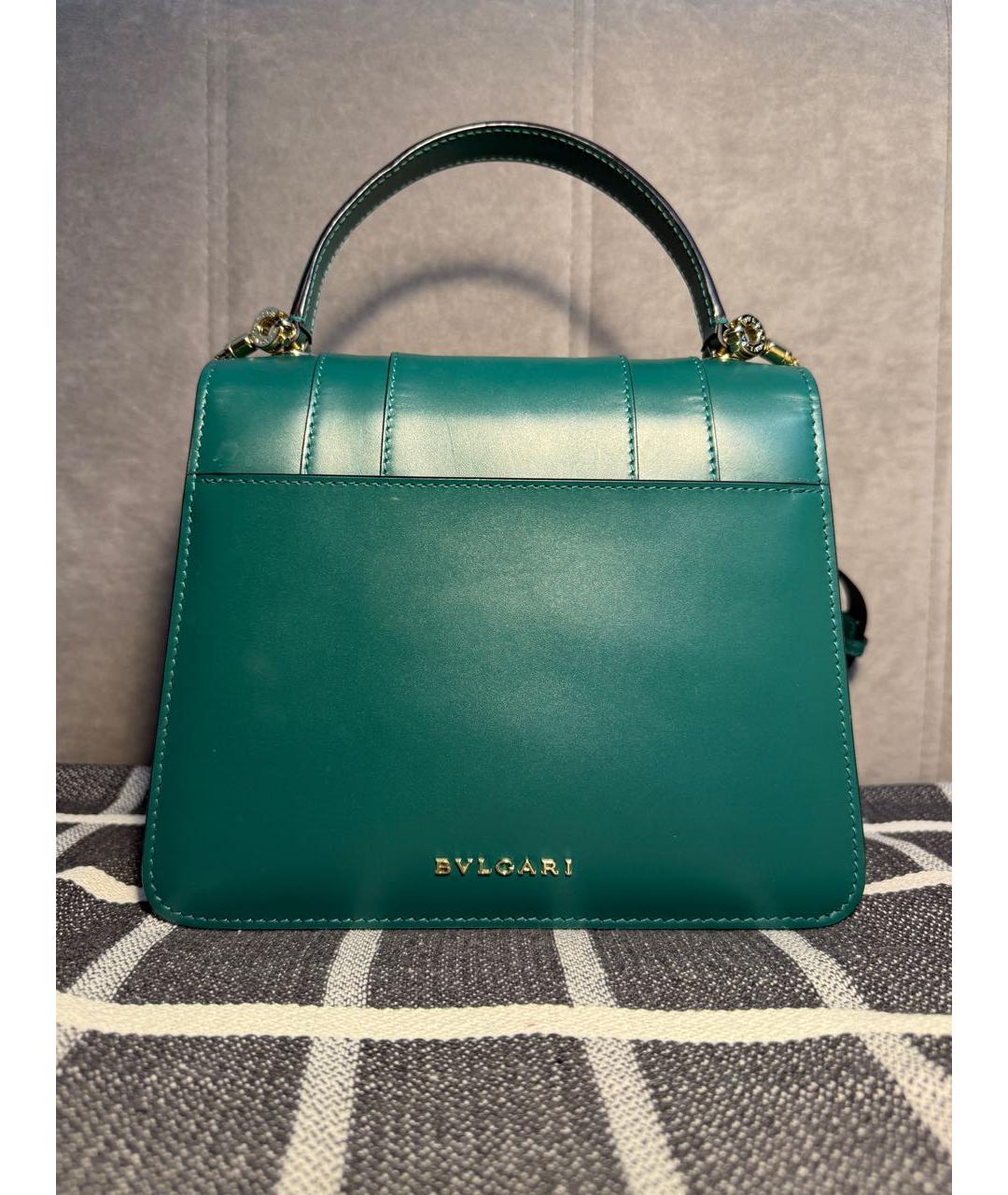 BVLGARI Зеленая кожаная сумка с короткими ручками, фото 7