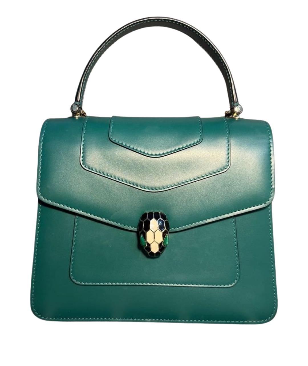 BVLGARI Зеленая кожаная сумка с короткими ручками, фото 1