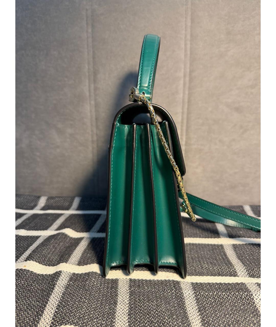 BVLGARI Зеленая кожаная сумка с короткими ручками, фото 8
