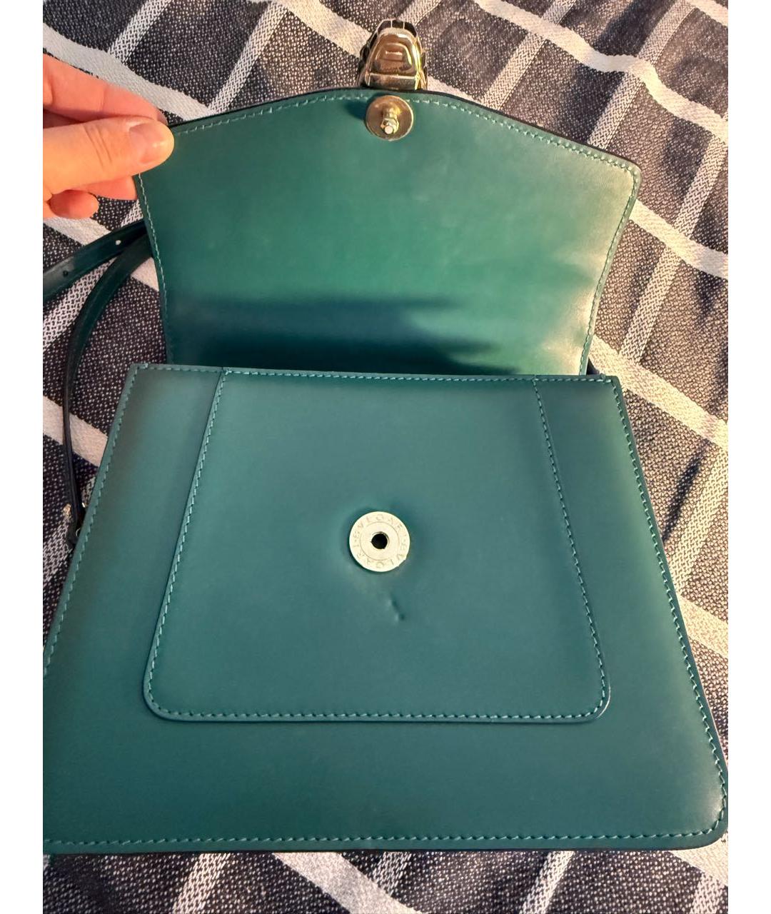 BVLGARI Зеленая кожаная сумка с короткими ручками, фото 4