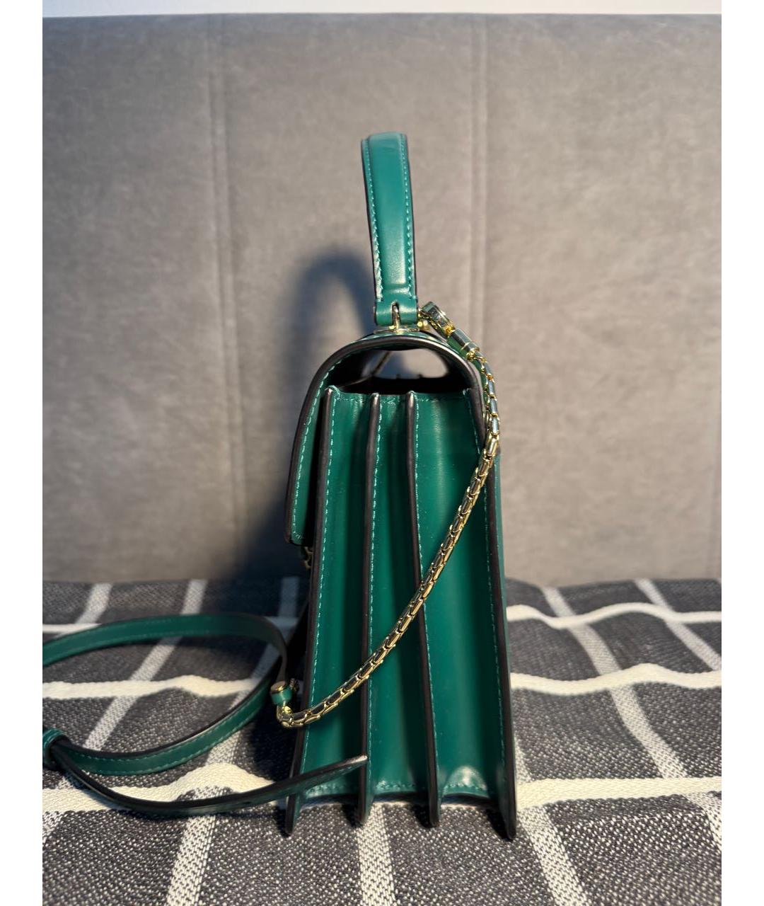BVLGARI Зеленая кожаная сумка с короткими ручками, фото 2