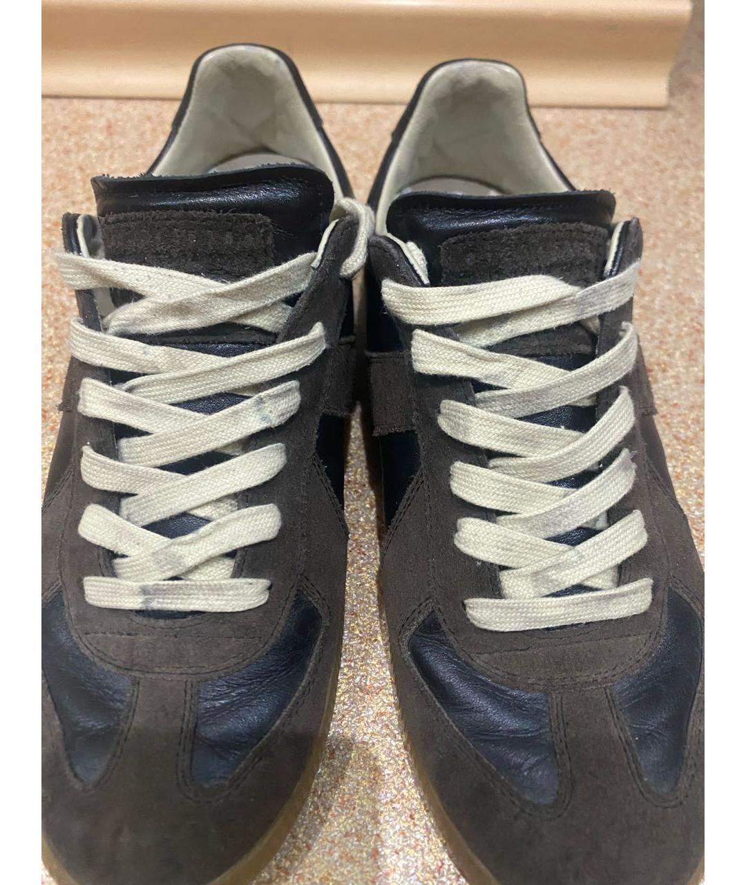 MAISON MARGIELA Коричневые кожаные кеды, фото 3