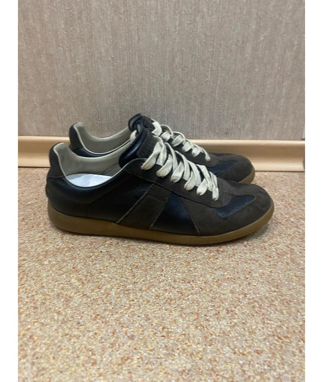 MAISON MARGIELA Коричневые кожаные кеды, фото 9