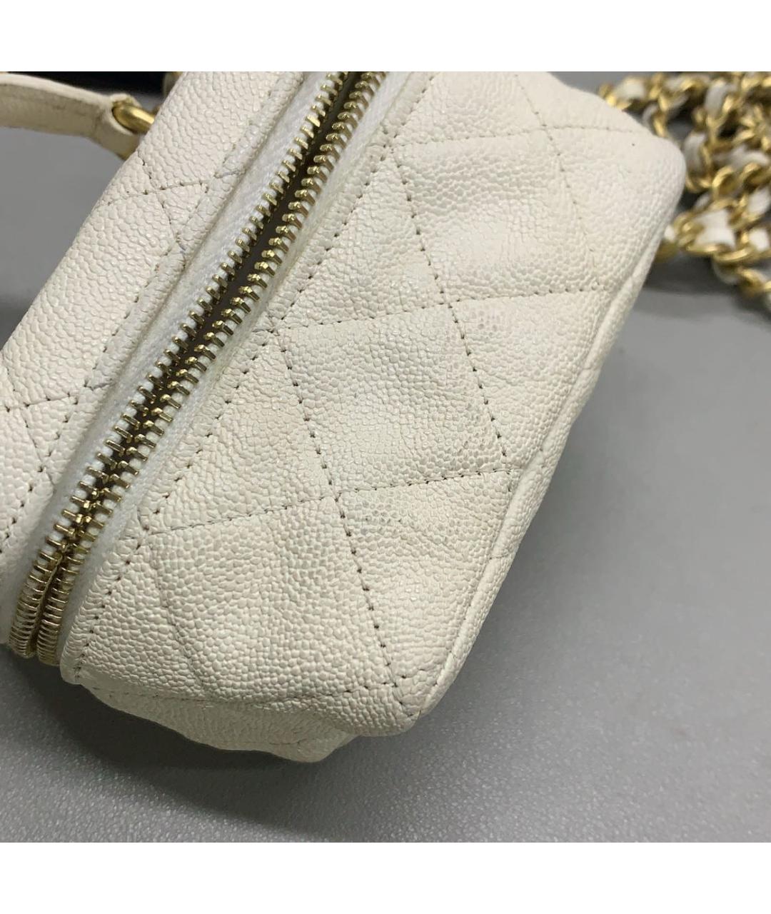 CHANEL Белая кожаная сумка с короткими ручками, фото 7