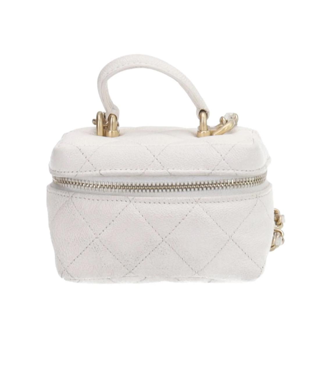 CHANEL Белая кожаная сумка с короткими ручками, фото 1