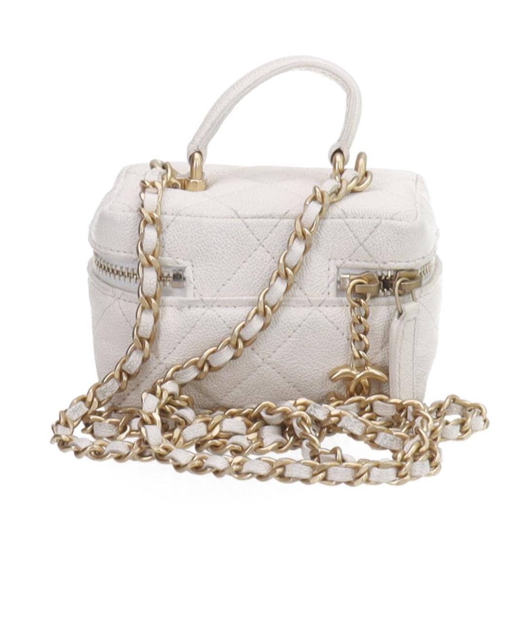 CHANEL Белая кожаная сумка с короткими ручками, фото 3