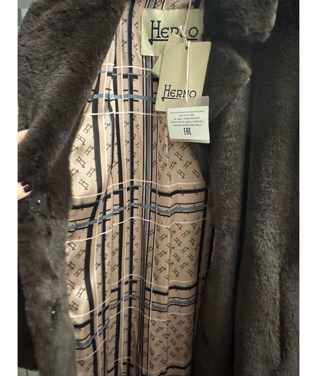 HERNO Коричневая меховая шуба, фото 4