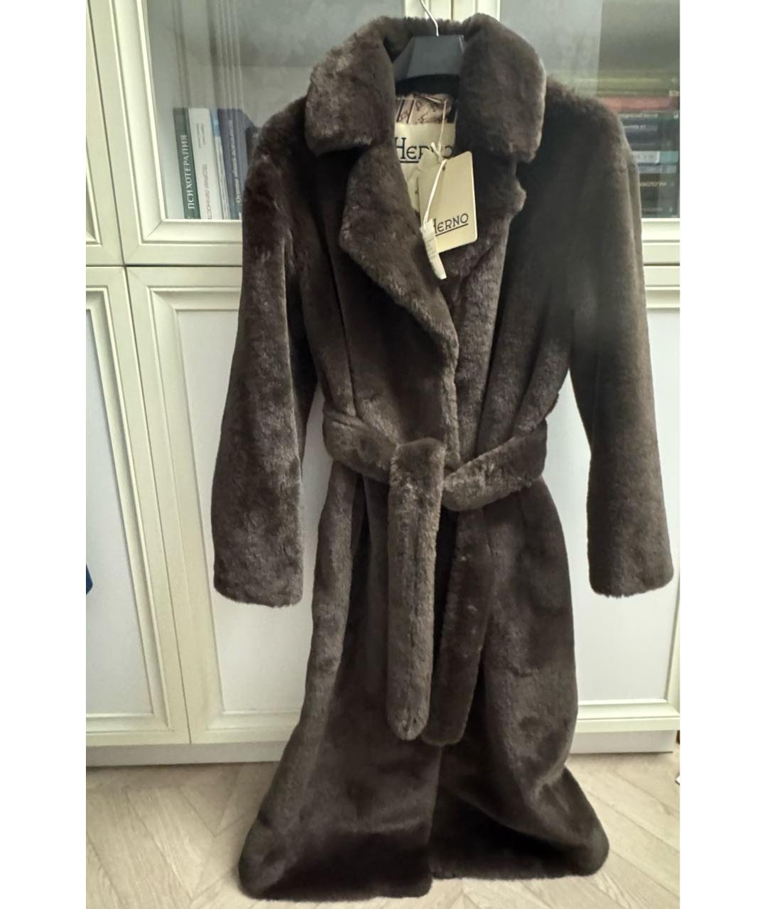 HERNO Коричневая меховая шуба, фото 6
