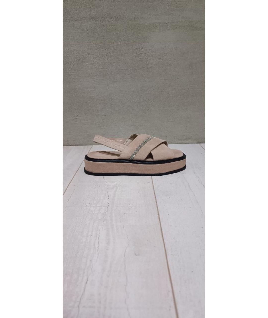 FABIANA FILIPPI Бежевые замшевые сандалии, фото 6