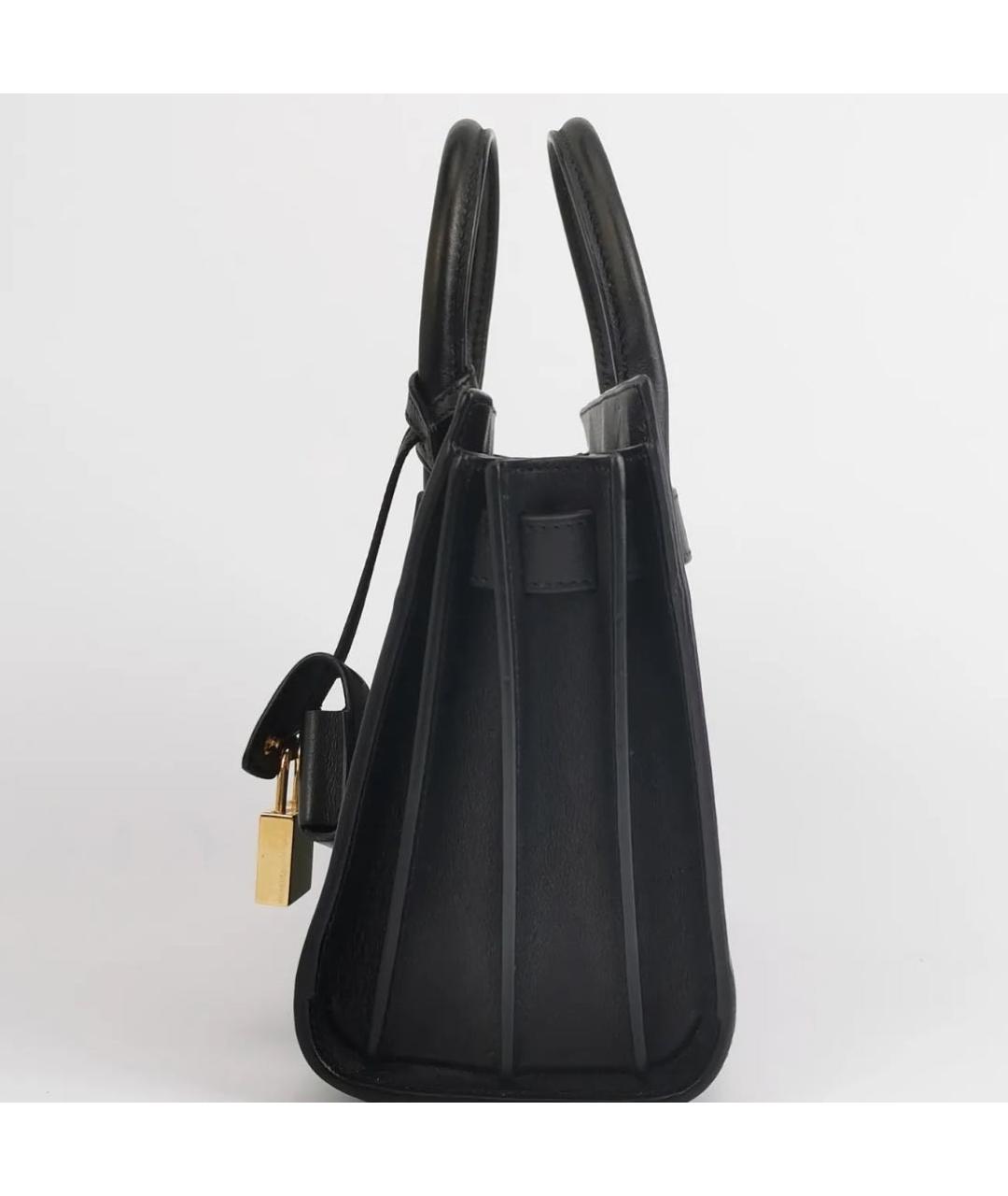 SAINT LAURENT Черная кожаная сумка с короткими ручками, фото 3