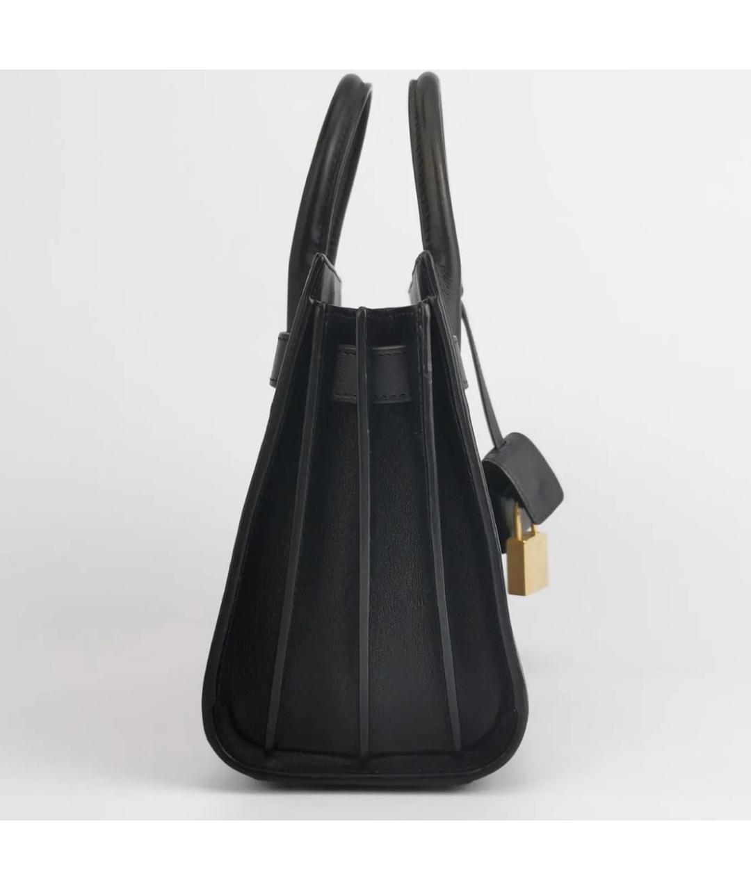 SAINT LAURENT Черная кожаная сумка с короткими ручками, фото 4