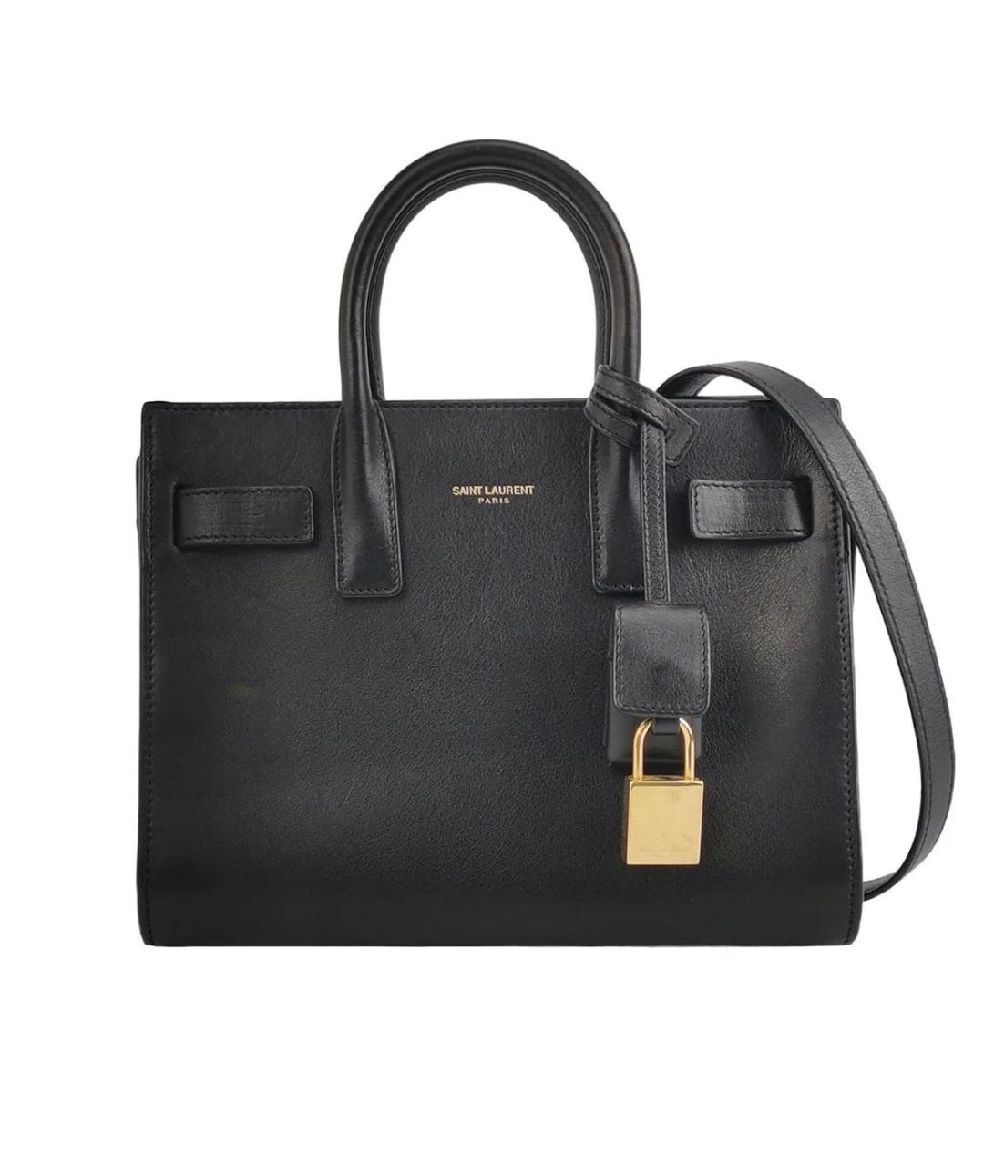 SAINT LAURENT Черная кожаная сумка с короткими ручками, фото 1