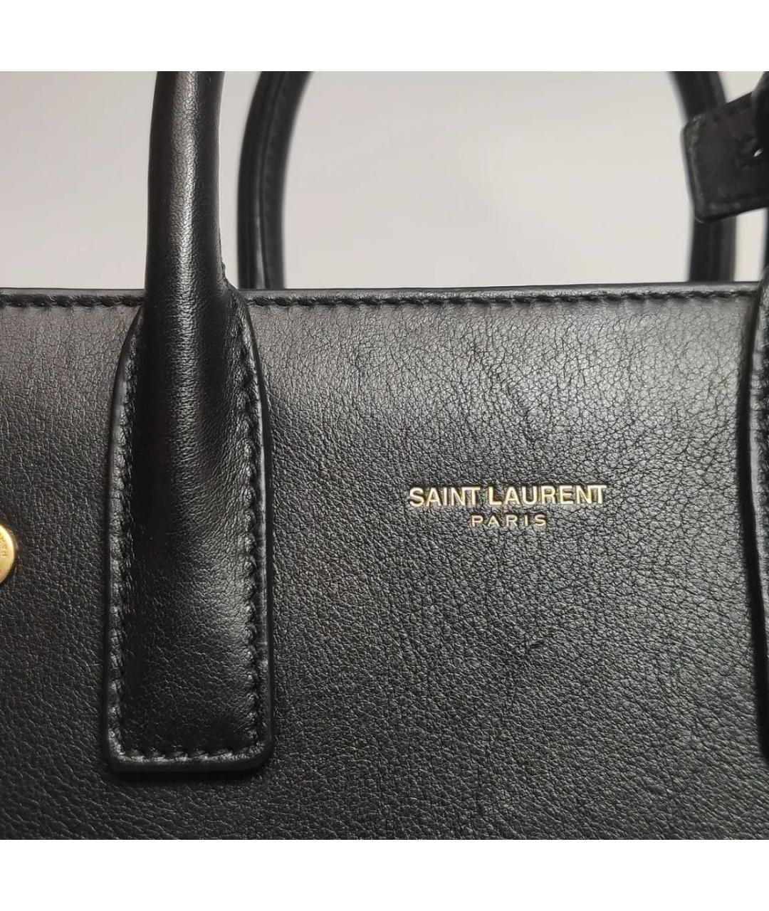 SAINT LAURENT Черная кожаная сумка с короткими ручками, фото 8