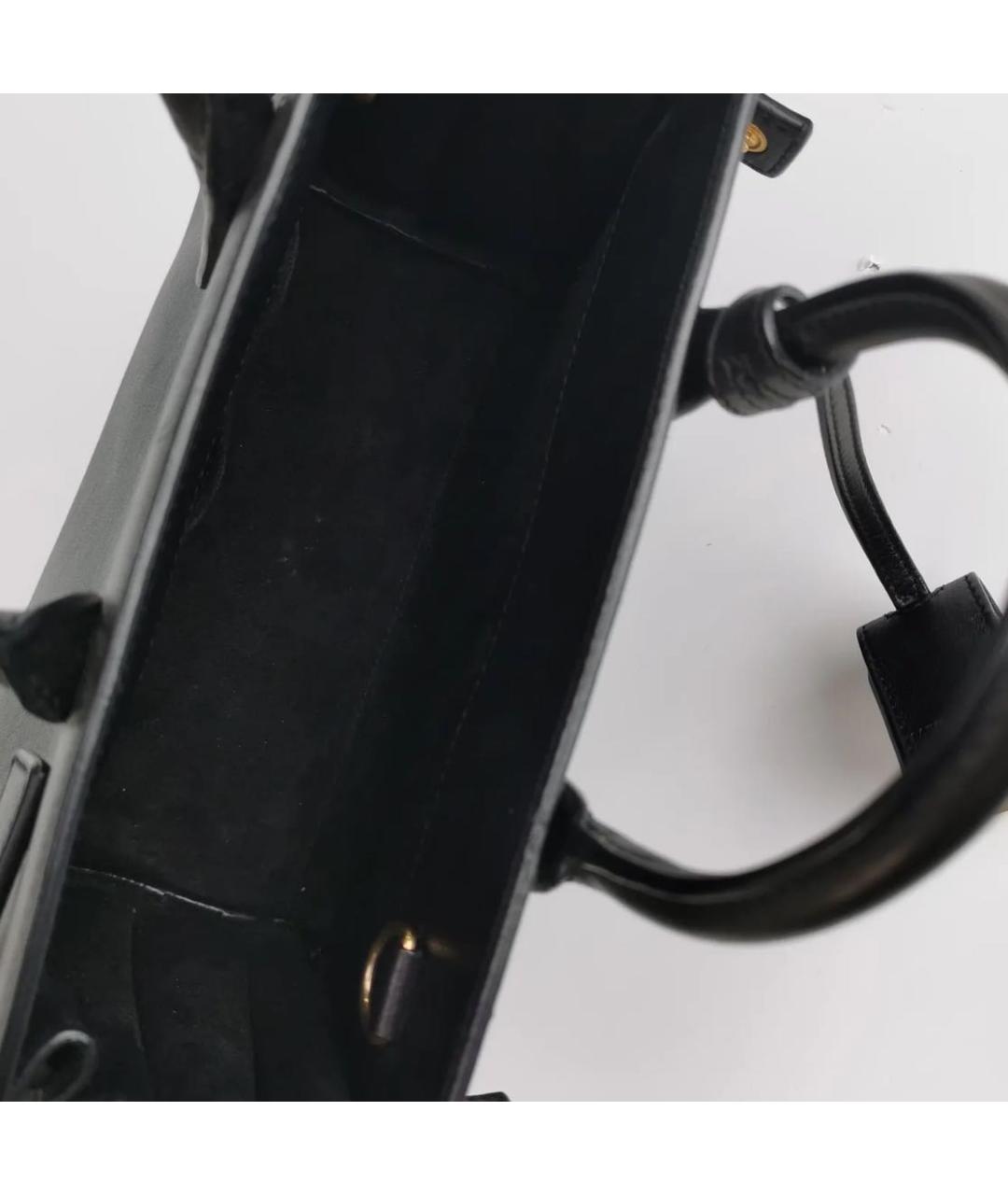 SAINT LAURENT Черная кожаная сумка с короткими ручками, фото 5