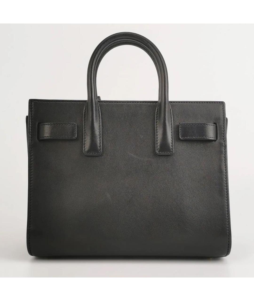 SAINT LAURENT Черная кожаная сумка с короткими ручками, фото 2