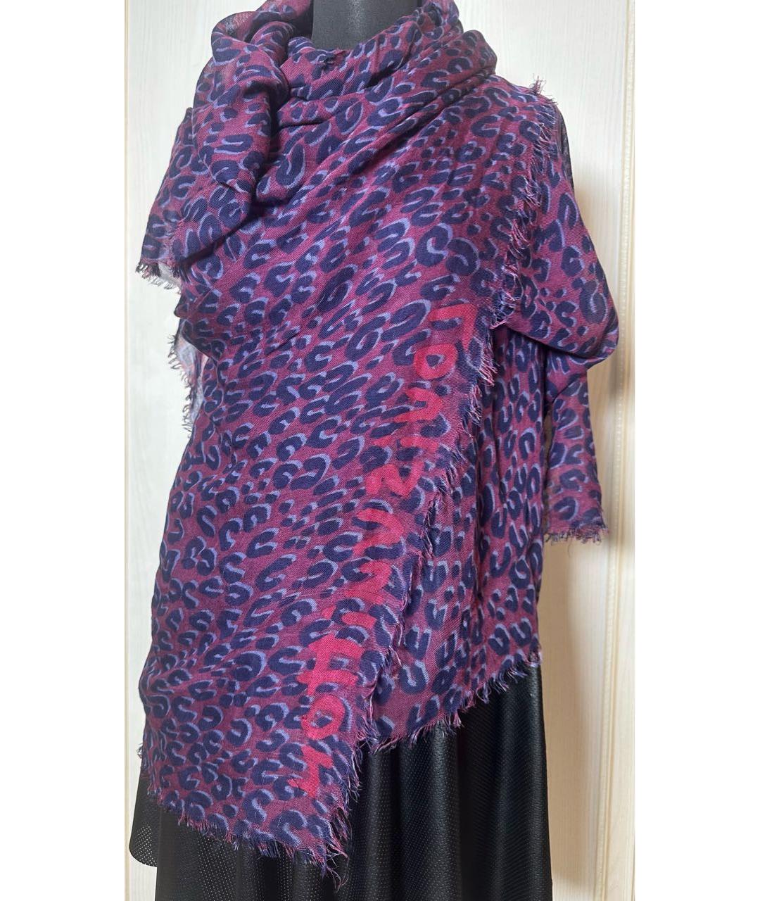 LOUIS VUITTON Фиолетовый хлопковый платок, фото 6