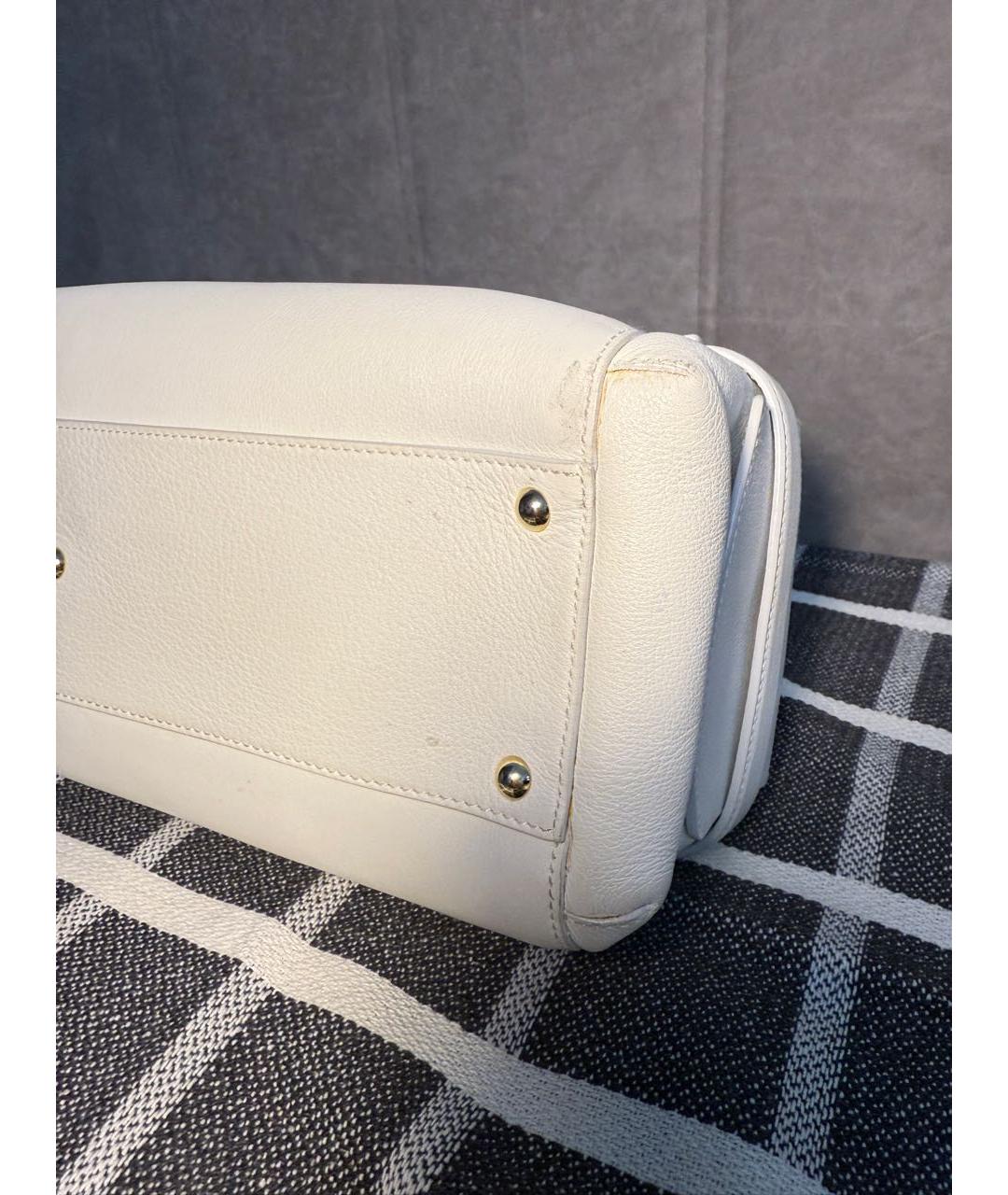 FERRAGAMO Белая кожаная сумка с короткими ручками, фото 6