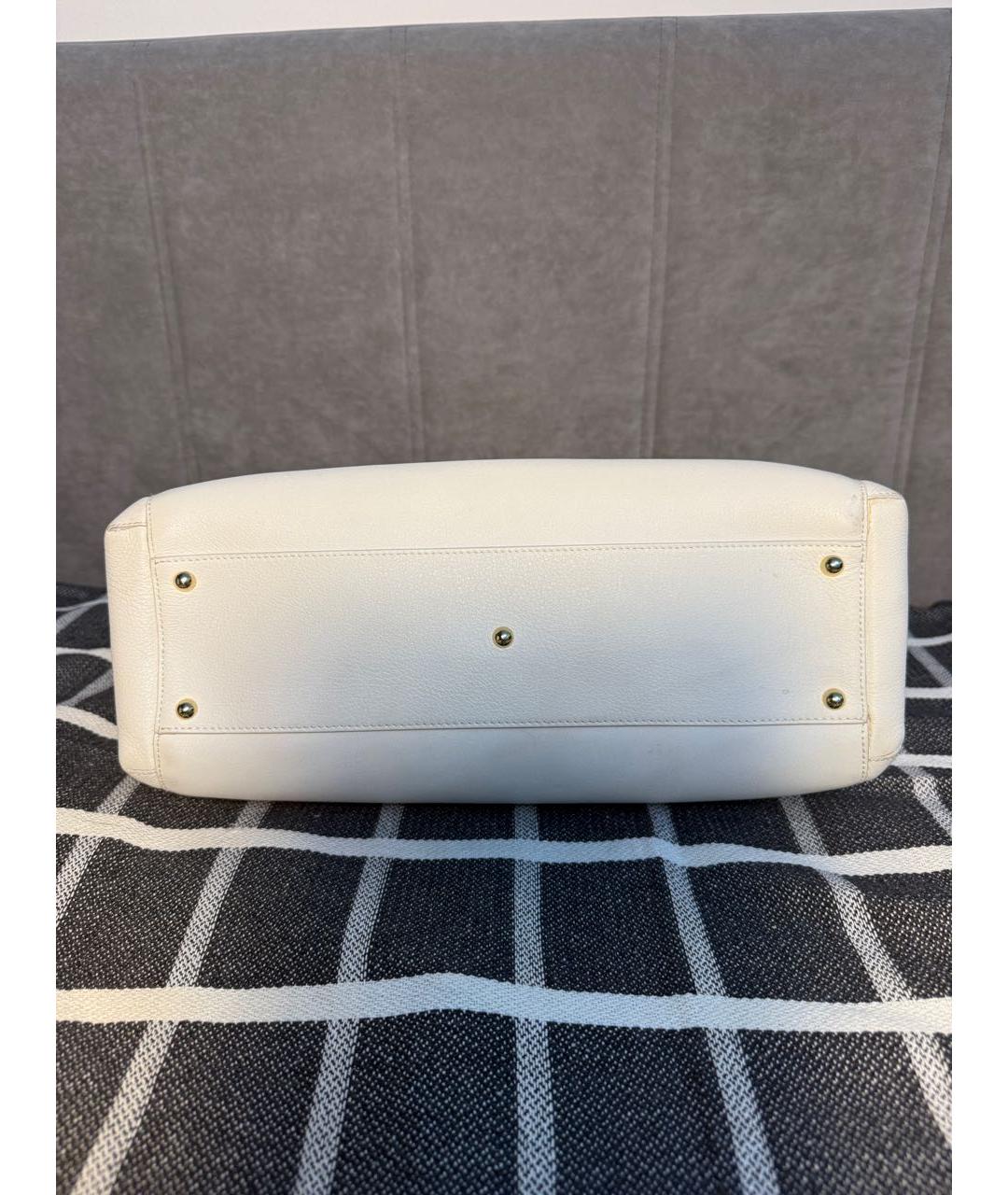 FERRAGAMO Белая кожаная сумка с короткими ручками, фото 5