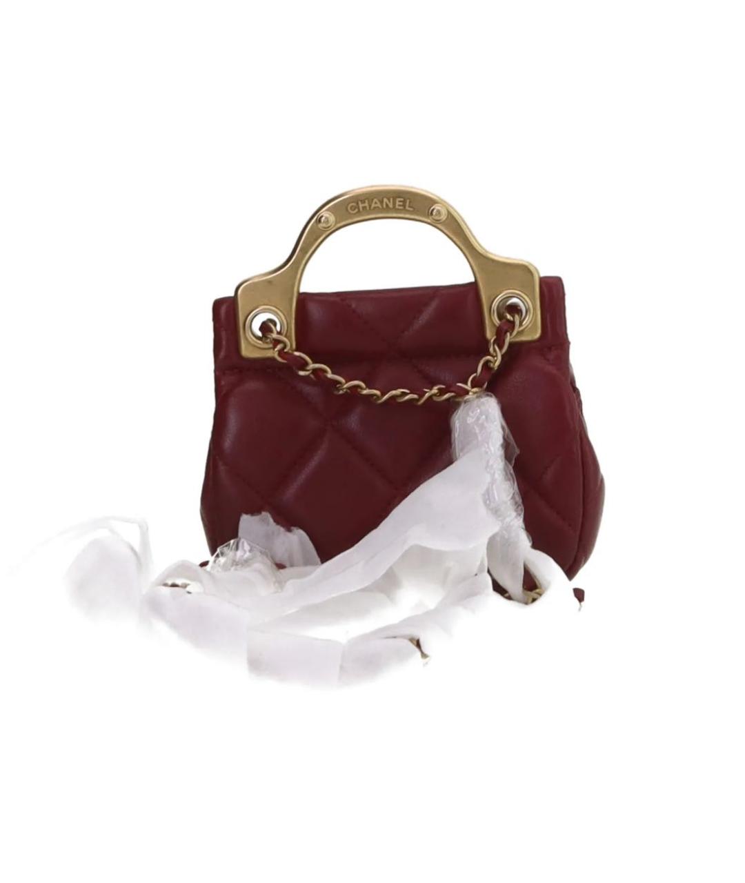 CHANEL Бордовая кожаная сумка через плечо, фото 2