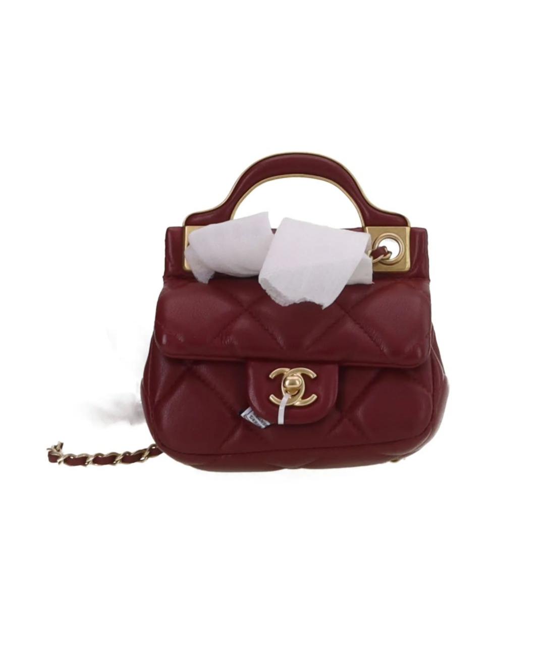 CHANEL Бордовая кожаная сумка через плечо, фото 1