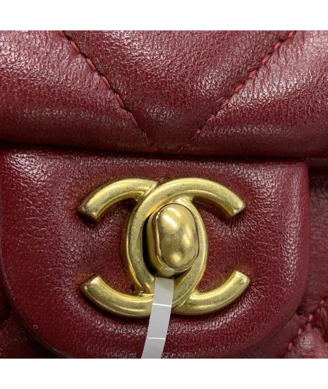 CHANEL Бордовая кожаная сумка через плечо, фото 5