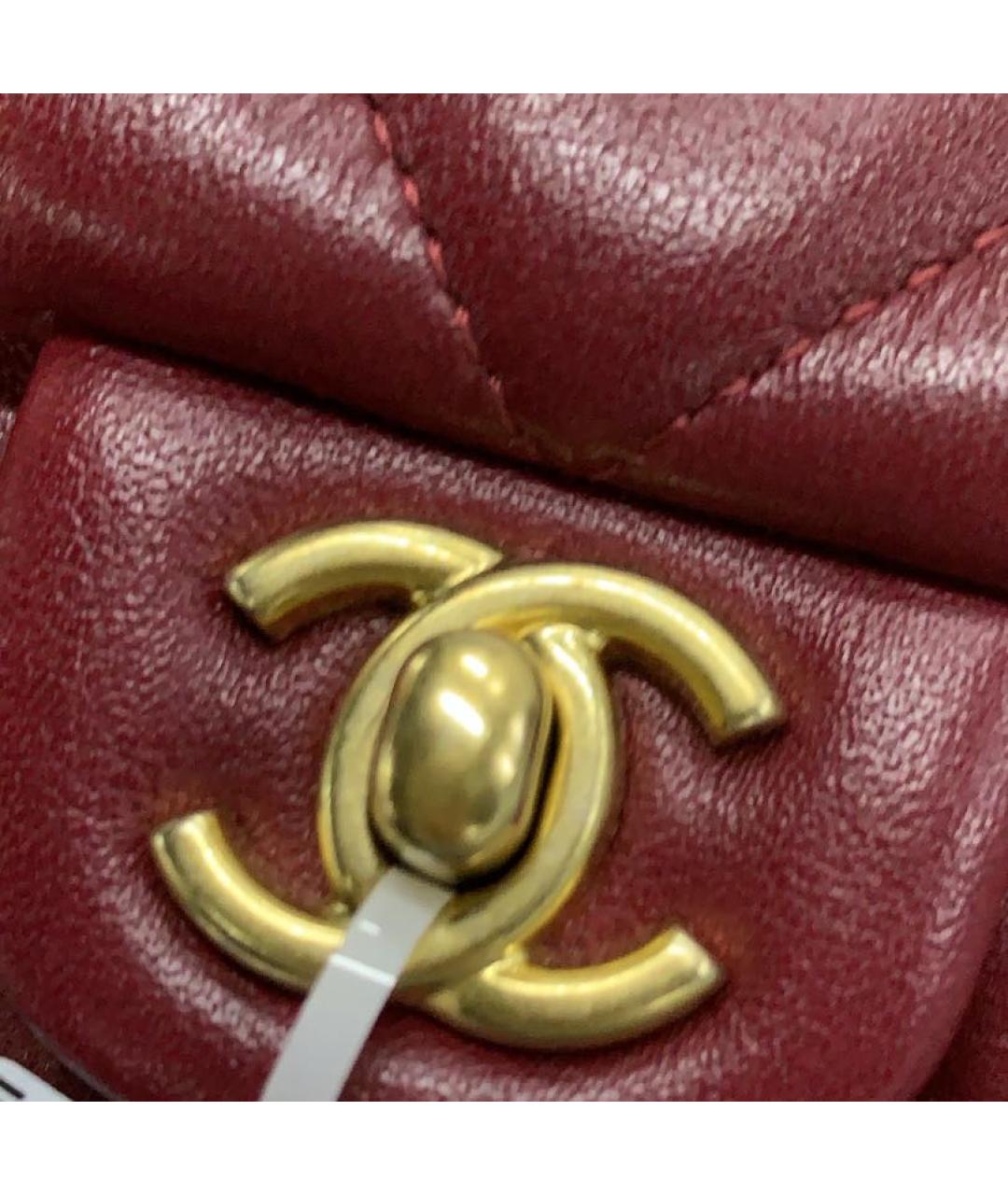 CHANEL Бордовая кожаная сумка через плечо, фото 4