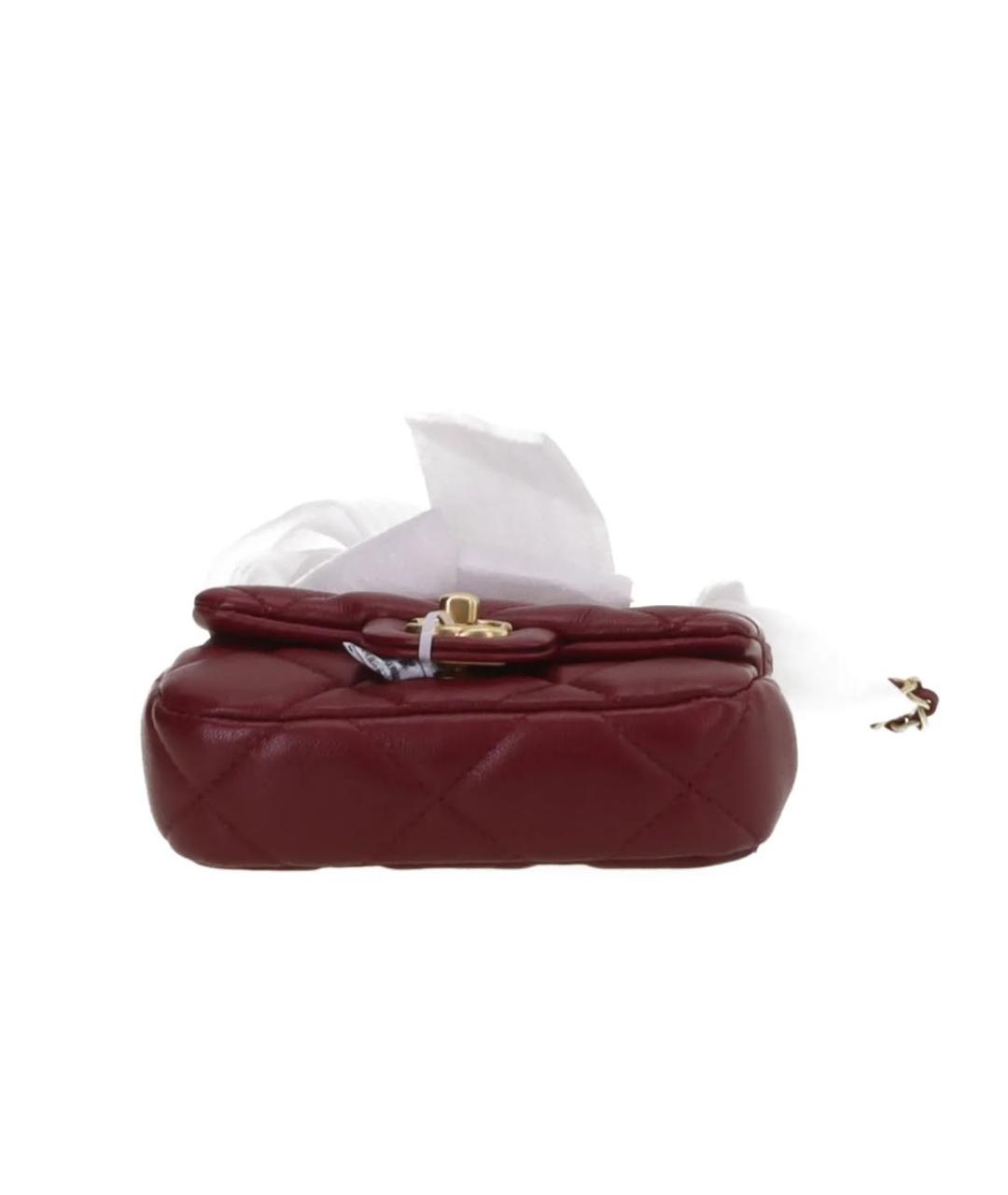 CHANEL Бордовая кожаная сумка через плечо, фото 3