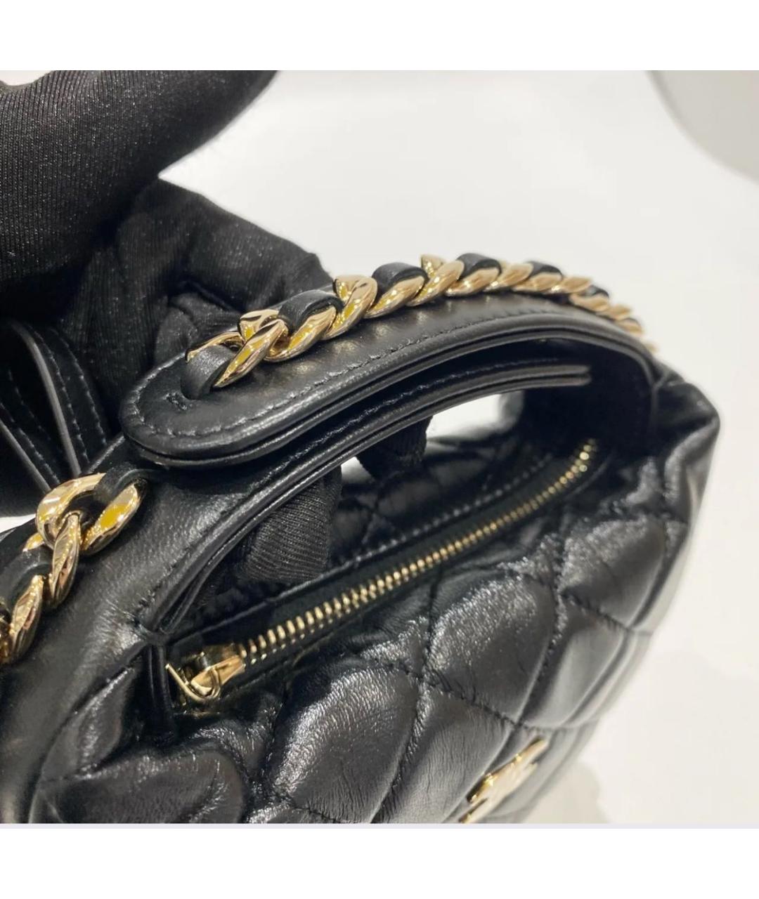 CHANEL Черная кожаная сумка с короткими ручками, фото 7