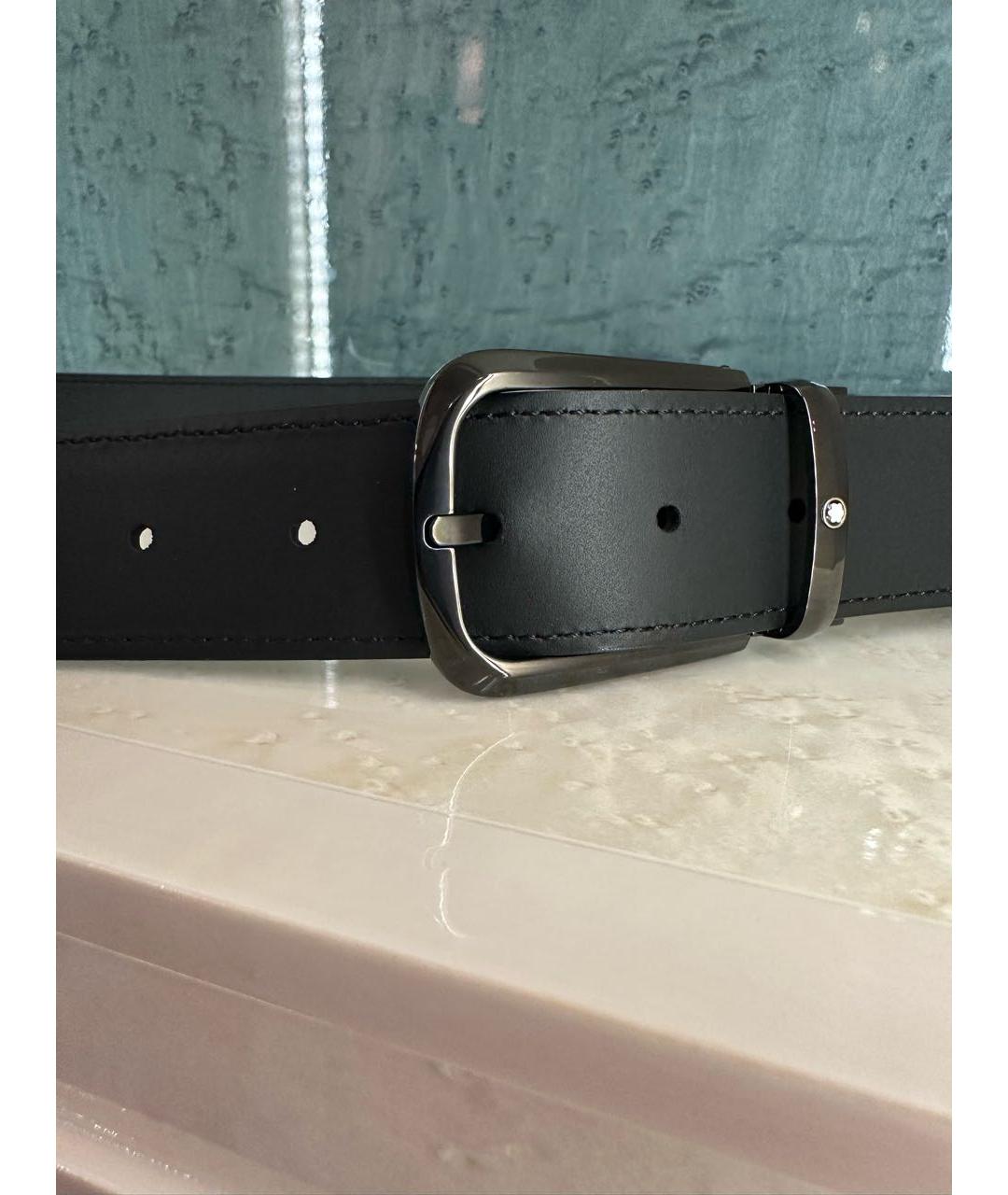 MONTBLANC Черный кожаный ремень, фото 6