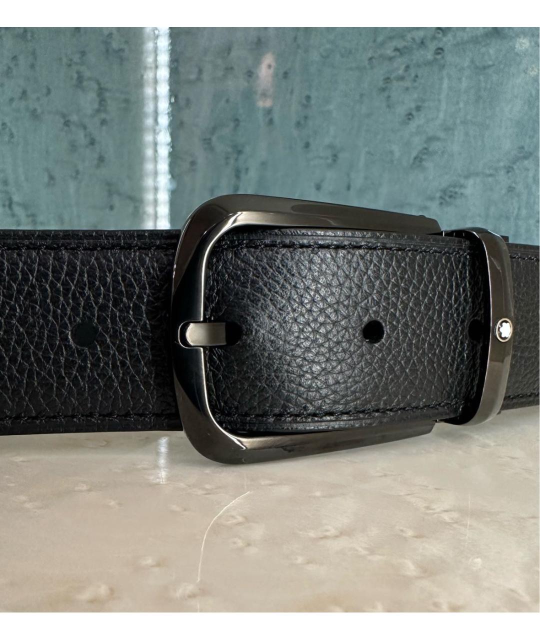 MONTBLANC Черный кожаный ремень, фото 4